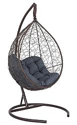 Подвесное кресло-кокон SEVILLA RELAX ротанг коричневый подушка темно серая