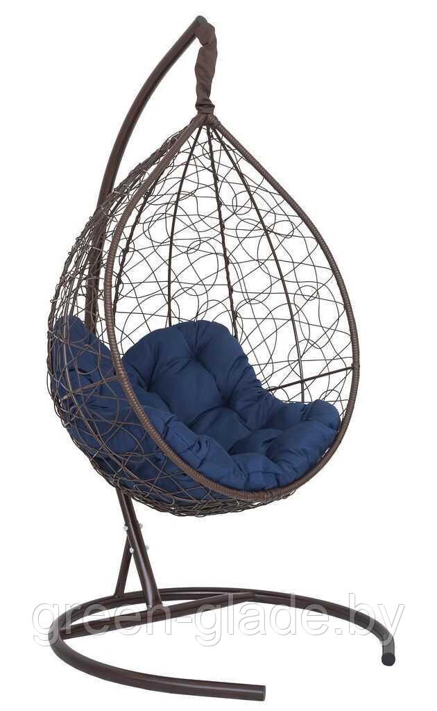 Подвесное кресло-кокон SEVILLA RELAX ротанг коричневый подушка синия