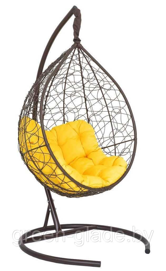 Подвесное кресло-кокон SEVILLA RELAX ротанг коричневый подушка желтая - фото 1 - id-p219725801