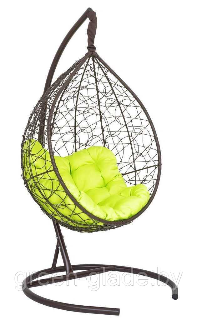 Подвесное кресло-кокон SEVILLA RELAX ротанг коричневый подушка салатовая