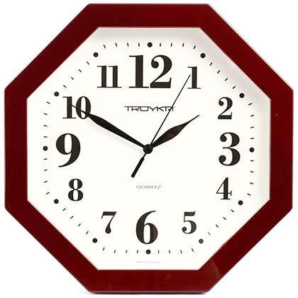 Часы настенные «Тройка» рамка бордовая - фото 1 - id-p219711463