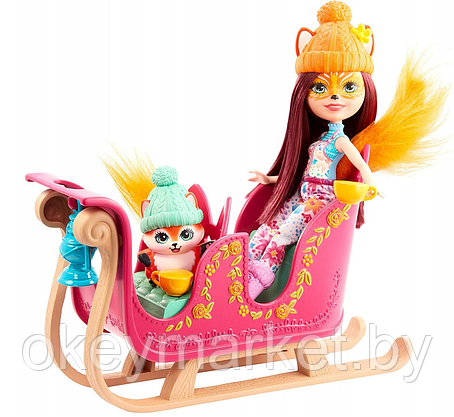 Игровой набор Enchantimals Рождественские сани кукла+питомец GJX31, фото 3