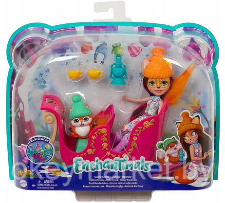 Игровой набор Enchantimals Рождественские сани кукла+питомец GJX31, фото 2