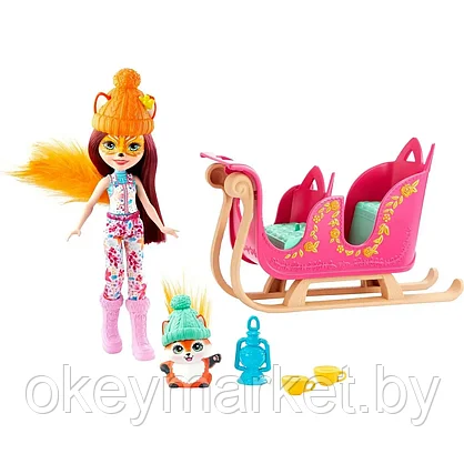 Игровой набор Enchantimals Рождественские сани кукла+питомец GJX31, фото 2
