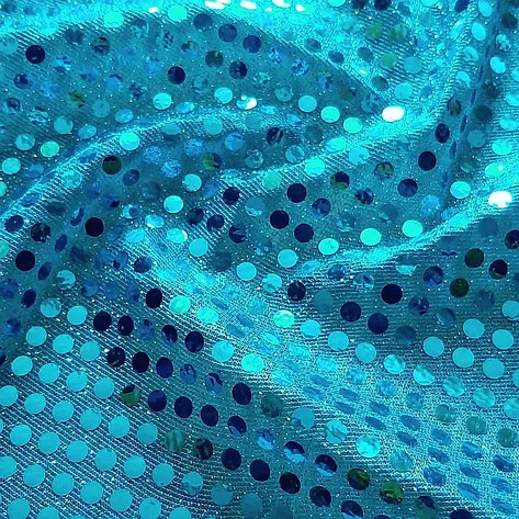 Ткань с пайетками копейка (бирюзовый цвет), фото 2