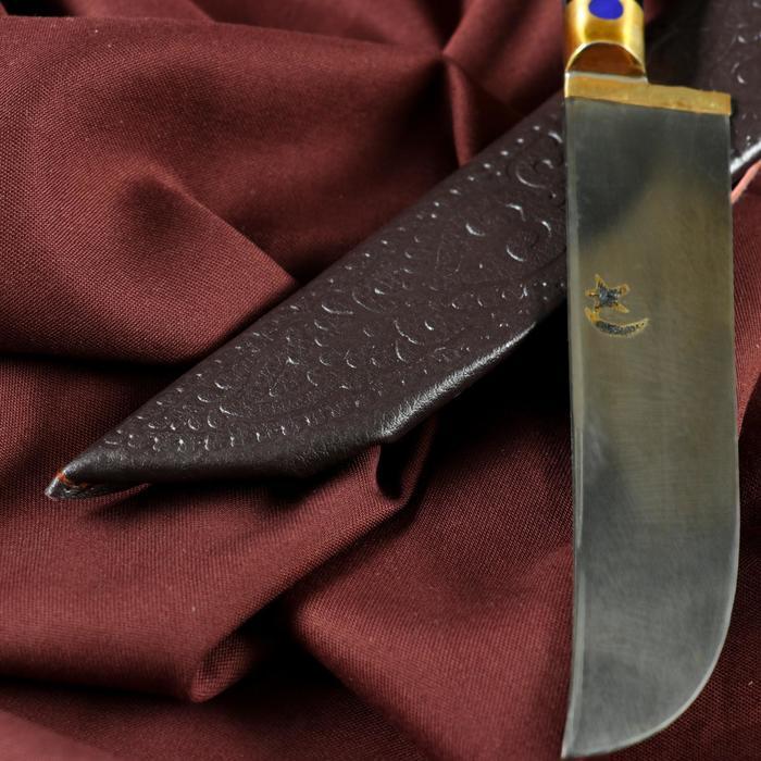 Нож Пчак Шархон - Чирчик, оргстекло, ёрма, гарда латунь, клинок с гравировкой. ШХ-15 (10-12 - фото 2 - id-p219756467
