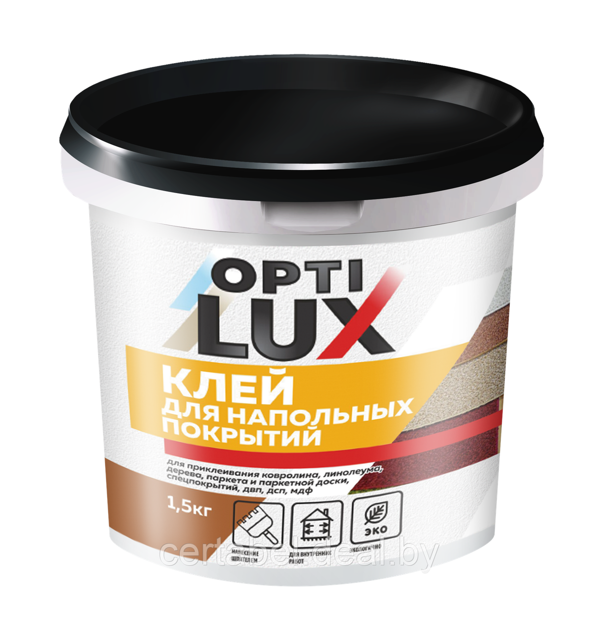 Клей OPTILUX (ОПТИЛЮКС) для напольных покрытий ( линолиума, ковролина, мозайки, паркета, паркетной доски) - фото 1 - id-p219757946