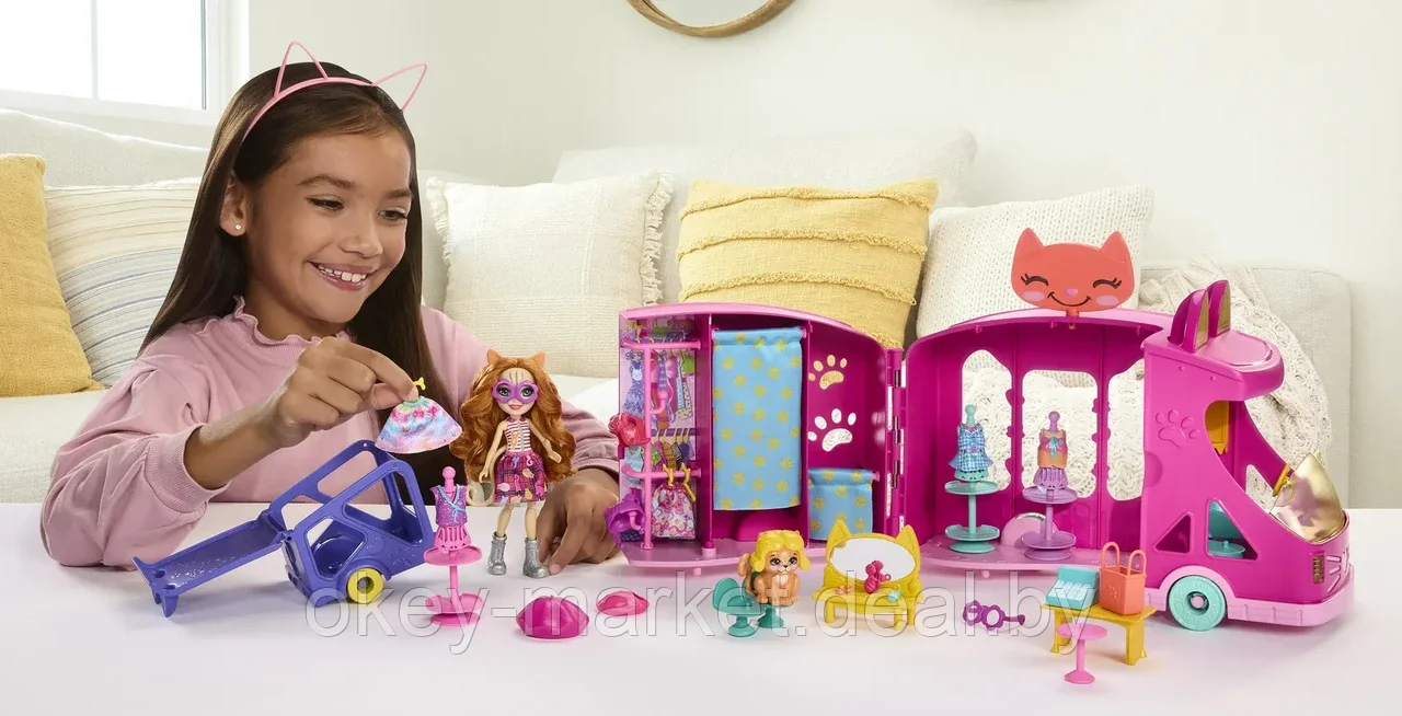 Игровой набор Mattel Enchantimals Большая машина с куклой-кошкой и питомцем - фото 6 - id-p219762408