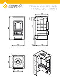 Печь-Камин ВЕЗУВИЙ ПК-01 (270) с плитой красн. 9 кВт (150 м3) Ø 115 мм, фото 4