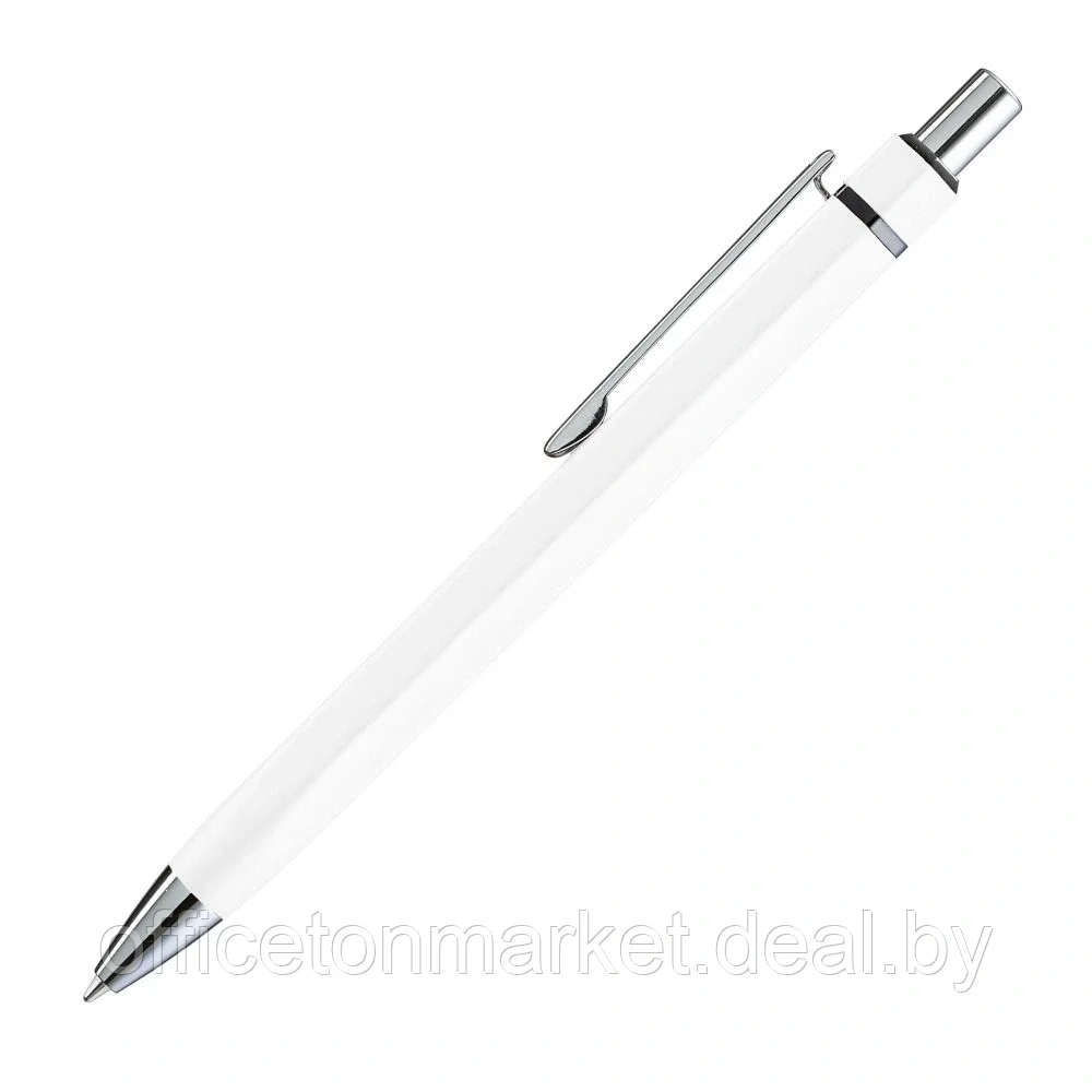 Ручка шариковая автоматическая "Six", 1.0 мм, белый, серебристый, стерж. синий - фото 1 - id-p140878611