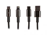 Аксессуар Baseus Tungsten Gold One-for-Three USB - MicroUSB/Lightning/Type-C 3.5A 1.5m Black CAMLTWJ-01