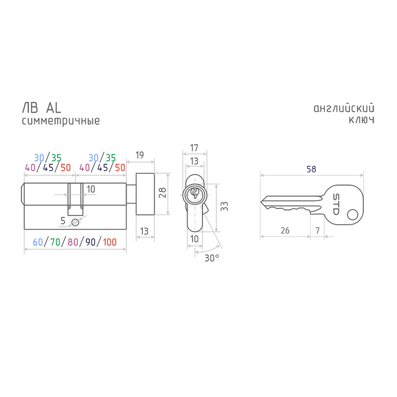Цилиндр STD Al ЛВ-60(30-30) - фото 2 - id-p219782282