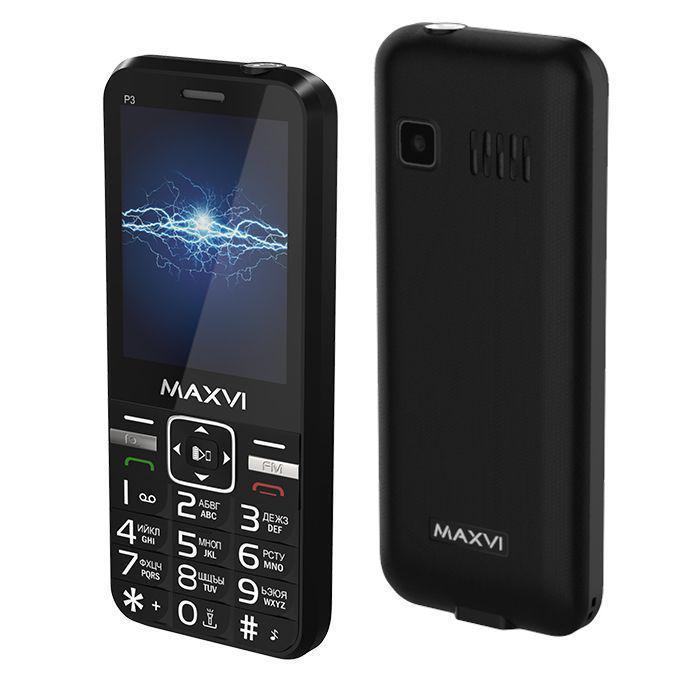 Кнопочный сотовый мобильный телефон MAXVI P3 черный - фото 1 - id-p219709481