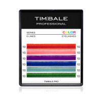 Ресницы цветные TimBale Multicolor №1, 6 цветов, 6 линий (C 0.07 08 мм)