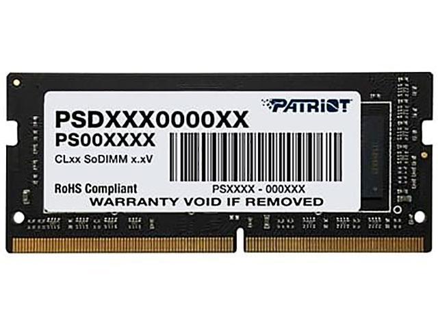 Модуль памяти Patriot Memory Signature DDR4 SO-DIMM 2666MHz PC21300 CL19 - 4Gb PSD44G266681S - фото 1 - id-p219548423