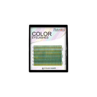 Ресницы цветные колорированные Eyelash Maker Green Series, Зелёные, Микс 6 линий (B 0.07 08-16 мм)
