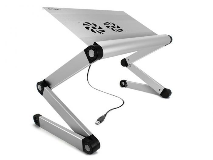 Столик трансформер подставка для охлаждения ноутбука Crown CMLS-100 серебристый вентилятор - фото 1 - id-p219549570