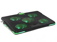 Охлаждающая подставка для охлаждения ноутбука Crown CMLS-132 вентилятор с led подсветкой зеленый