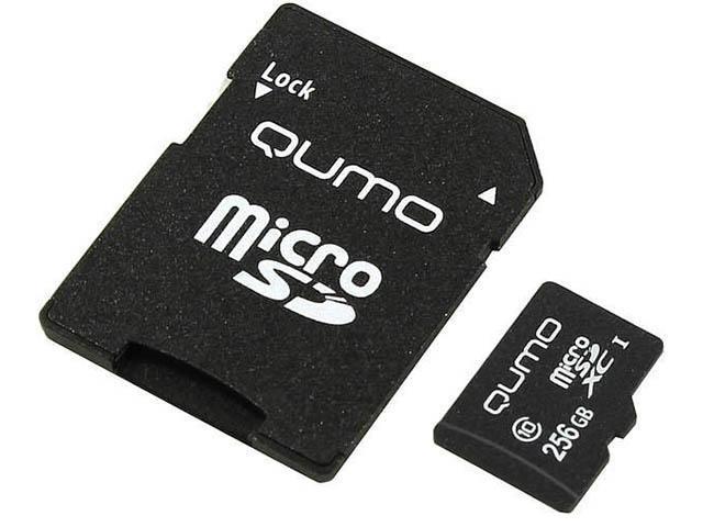 256Gb - Qumo MicroSDXC UHS-I U3 Pro Seria 3.0 QM256GMICSDXC10U3 с адаптером SD (Оригинальная!) - фото 1 - id-p219071169