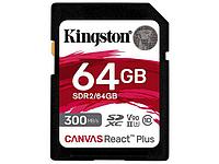 64Gb - Kingston SDXC UHS-II 300R/260W U3 V90 Canvas React Plus SDR2/64GB