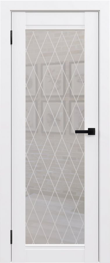 Межкомнатная дверь "ФЛЭШ ЭКО КЛАССИК" ПО-01 / Матовое стекло (Цвет - Белый)