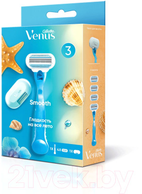 Набор для бритья Gillette VENUS Бритва + Сменные кассеты для бритья 3шт + Чехол - фото 4 - id-p219759133