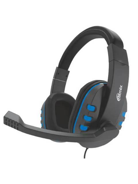 Игровые компьютерные наушники с микрофоном Ritmix RH-555M Gaming Blue для игр компьютера - фото 1 - id-p219684456