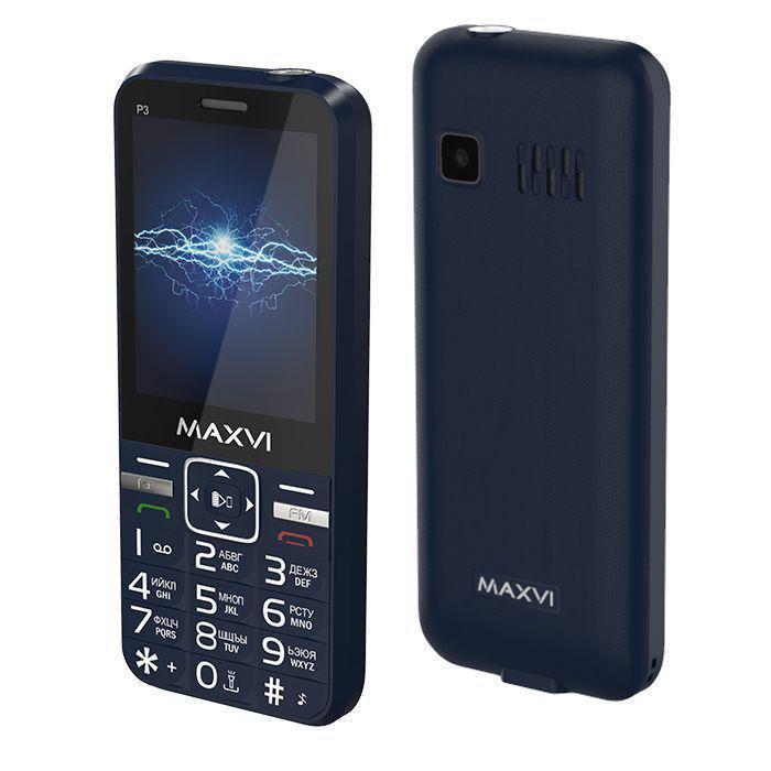 Кнопочный сотовый мобильный телефон MAXVI P3 синий - фото 1 - id-p219706843
