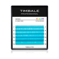 Ресницы неоновые цветные TimBale Neon Blue, Голубые, Микс 6 линий (C 0.07 07-12 мм)