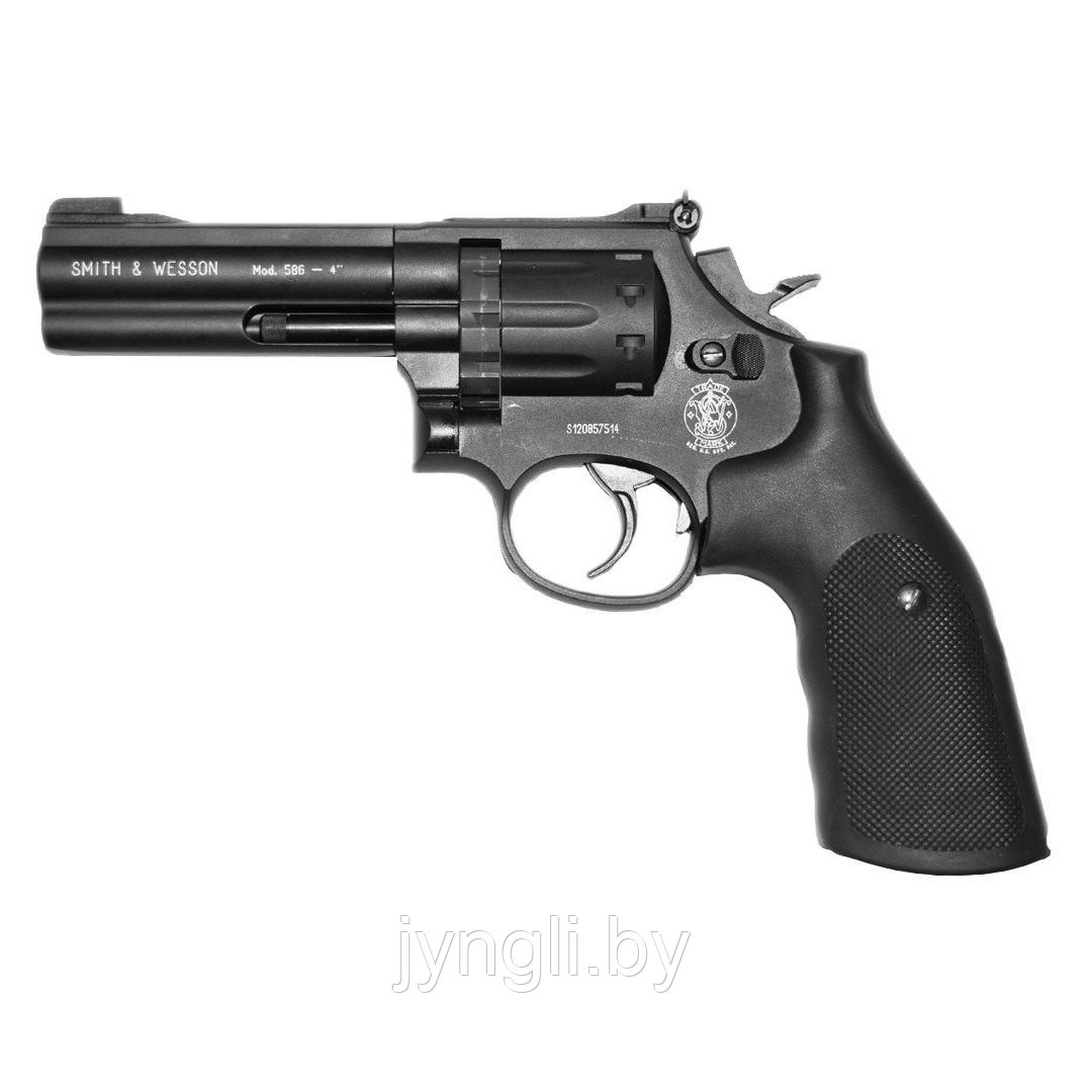 Пневматический револьвер S&W 586-4" (черный с чёрными резиновыми накладками)