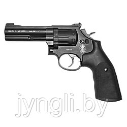 Пневматический револьвер S&W 586-4" (черный с чёрными резиновыми накладками)