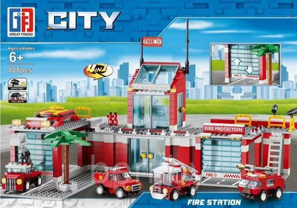 Конструктор CITY Пожарное депо, 808 деталей (аналог Lego 60110)