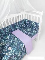 Бампер в кроватку Amarobaby Flower Dreams AMARO-3104-FD (4 подушки, фиолетовый)