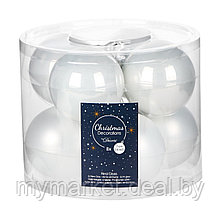 Набор елочных шаров стеклянные 8 штук 7 см белый Kaemingk