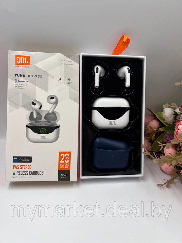 Беспроводные наушники JBL Tune buds 30 с индикатором зарядки копия для iPhone Android - фото 7 - id-p219785720