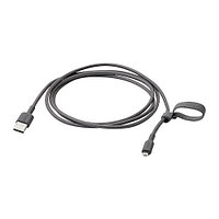 IKEA/  ЛИЛЛЬХУЛЬТ кабель USB-A–USB-micro, 1.5 м, темно-серый