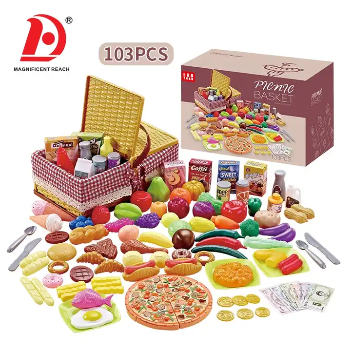 Игровой набор Набор пикник мини-корзина для фруктов, игровой набор для девочек, 103 предмета арт.8949 - фото 1 - id-p219785937
