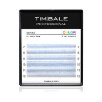 Ресницы двухцветные TimBale White-Blue, Бело-голубые, Микс 6 линий (D 0.07 07-12 мм)