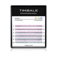 Ресницы двухцветные TimBale Emerald-Pink, Изумрудно-розовые, Микс 6 линий (D 0.10 07-12 мм)