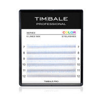 Ресницы двухцветные TimBale Ice-Blue, Бело-голубые, Микс 6 линий (C 0.10 07-12 мм)