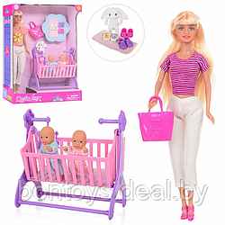 Кукла типа барби "Defa Lucy" с малышами близнецами, кроваткой и аксессуарами
