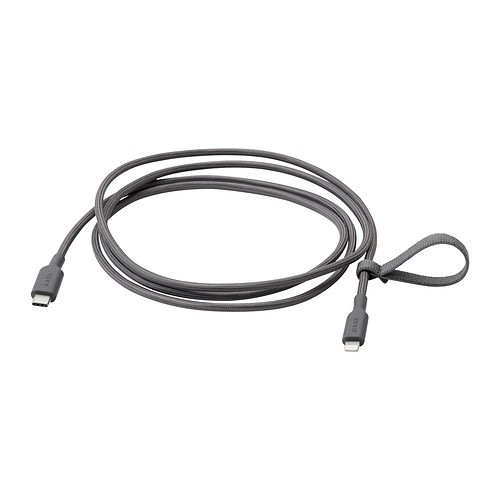 IKEA/ ЛИЛЛЬХУЛЬТ кабель USB-C–lightning, 1.5 м, темно-серый