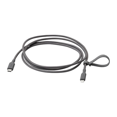 IKEA/ ЛИЛЛЬХУЛЬТ кабель USB-C lightning, 1.5 м, темно-серый - фото 1 - id-p219786822