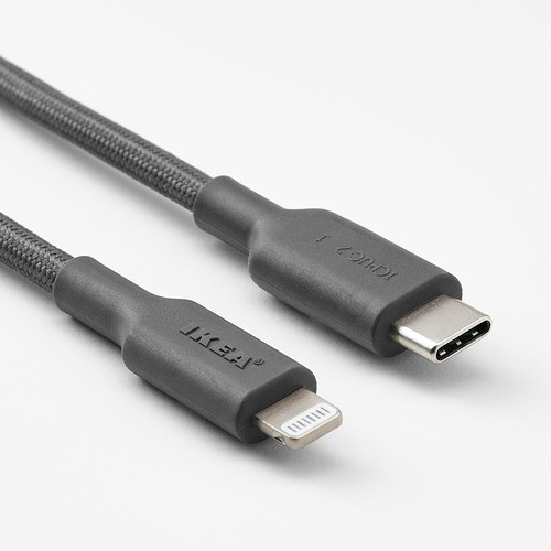 IKEA/ ЛИЛЛЬХУЛЬТ кабель USB-C lightning, 1.5 м, темно-серый - фото 2 - id-p219786822