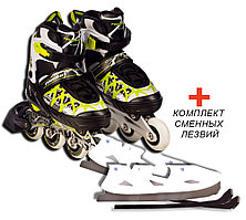 Коньки-ролики 2в1 раздвижные (33-36, 37-40, 40-43) Favorit Combo 153B-5GN