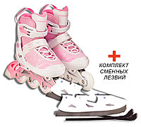 Коньки-ролики 2в1 раздвижные (29-32, 33-36, 37-40) Favorit Combo 153B-5PK