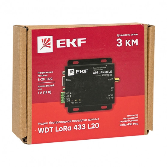 Модем беспроводной передачи данных WDT LoRa 433 L20 EKF PROxima - фото 2 - id-p219789265