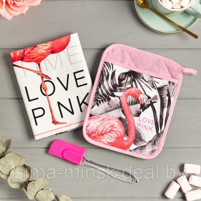 Набор подарочный LOVE PINK прихватка-карман, полотенце, лопатка - фото 1 - id-p219790243