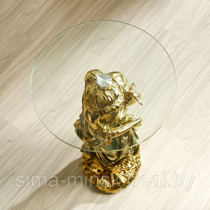 Стол декоративный "Девушка с птицами" золото 38х38х80 см - фото 5 - id-p219790051