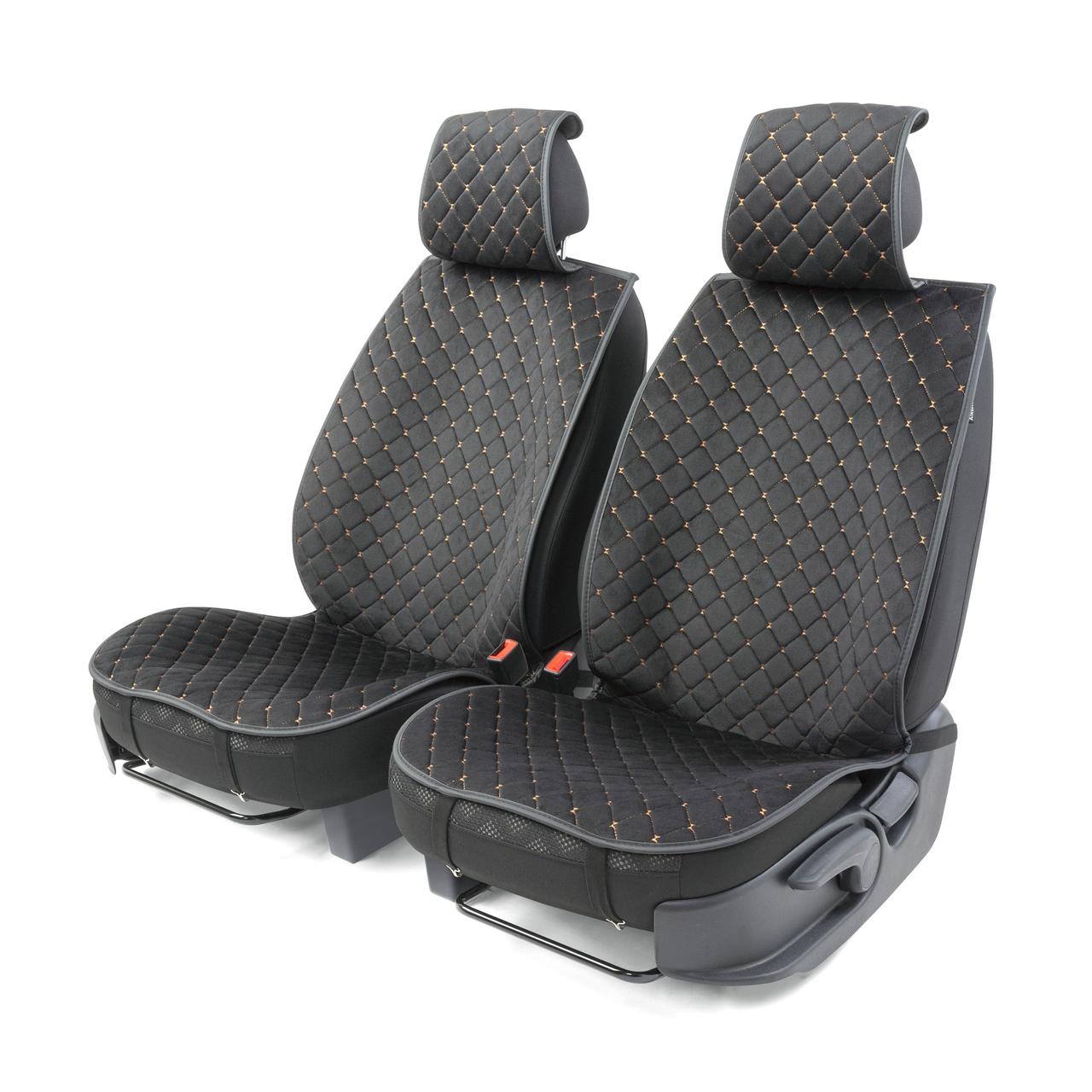 Накидки на передние сиденья Car Performance, 2 шт. алькантара, ромб, чёрно-бежевый CUS-1012 BK/BE